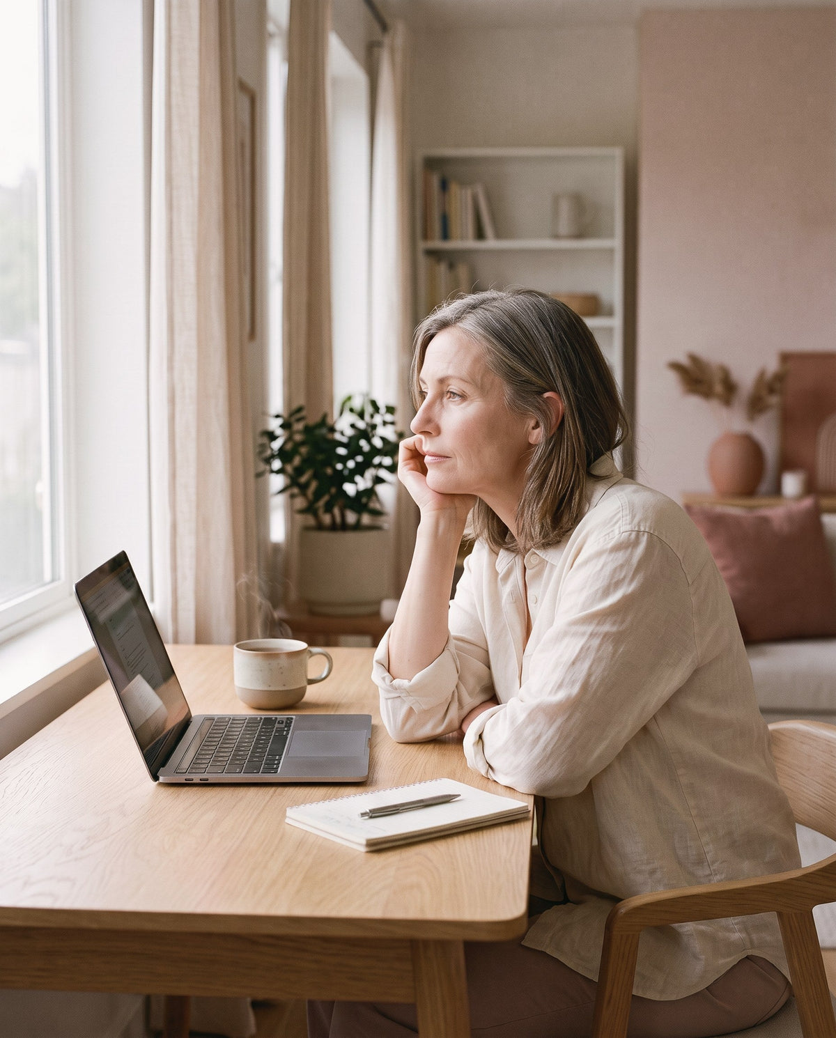 Woman losing focus at her desk