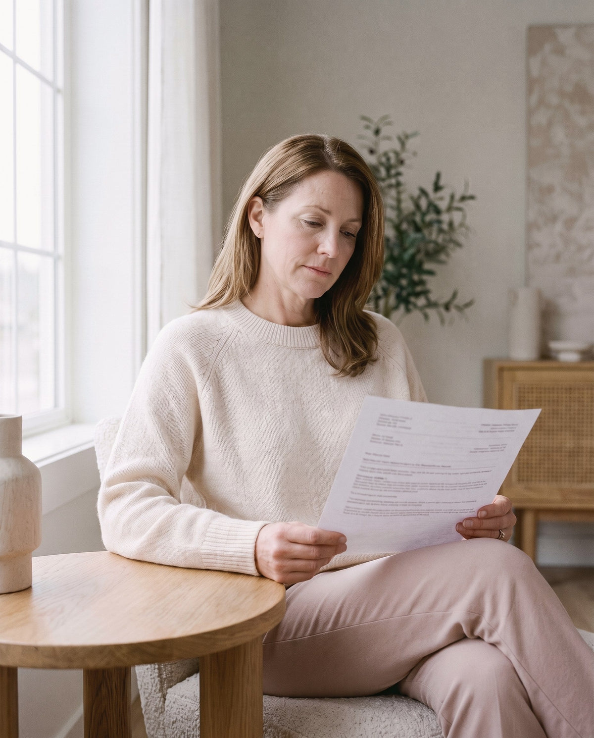 Woman reading her lab results